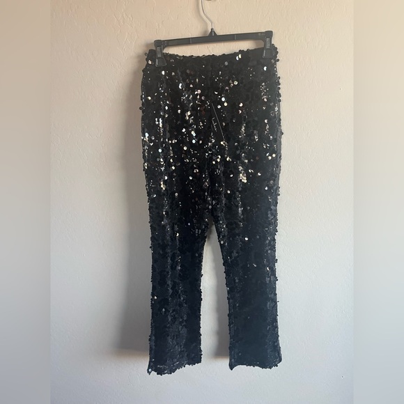 Lulus Womens Black Sequin High Rise Trouser XS NWT Glam Night Out Date Night - Picture 3 of 5